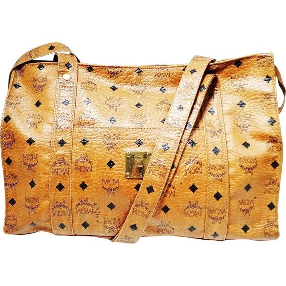 (L2) Authentic MCM Shoulder Bag Brown PVC Luxury Vintage Designer Handbag - Picture 1 of 9
